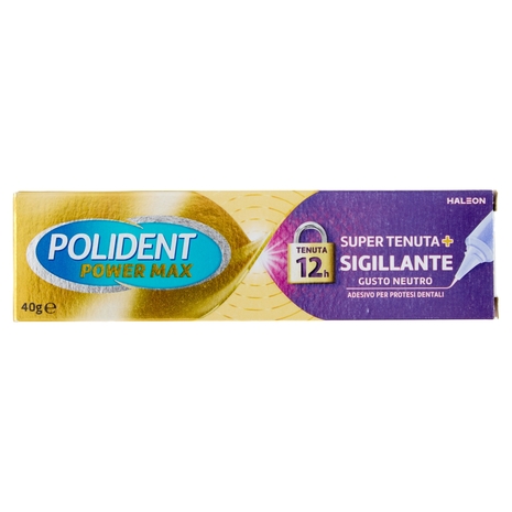 Polident Power Max, Super Tenuta + Sigillante, Adesivo per Protesi Dentale, Tenuta Giornaliera 40 g